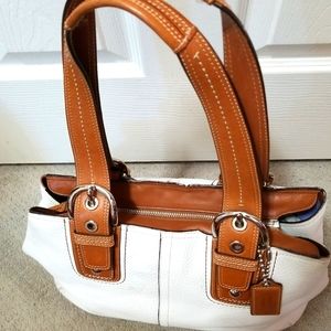 Coach Large Soho Off White Pebble Leather Tote Bag Handbag F13109.